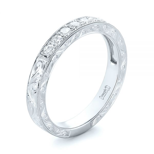 14k White Gold 14k White Gold Custom Diamond Wedding Band - Three-Quarter View -  103530