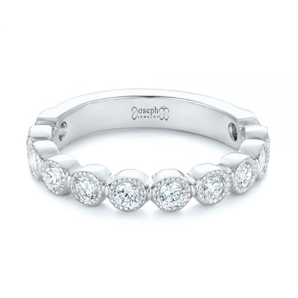 18k White Gold 18k White Gold Custom Diamond Wedding Band - Flat View - 102849