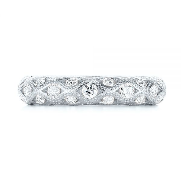 14k White Gold 14k White Gold Custom Diamond Wedding Band - Top View -  103221