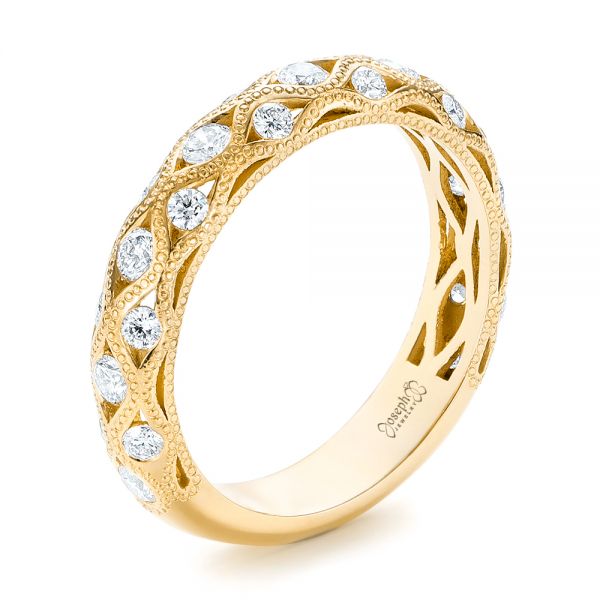 18k Yellow Gold 18k Yellow Gold Custom Diamond Wedding Band - Three-Quarter View -  103221