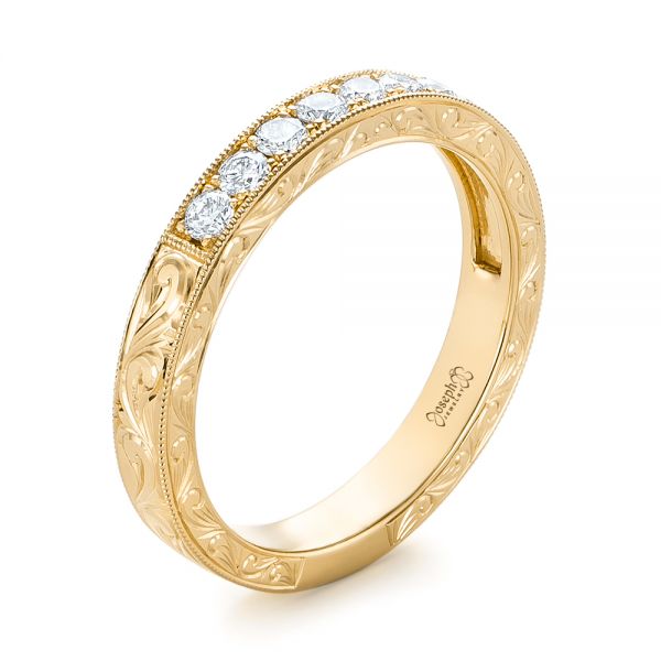 18k Yellow Gold 18k Yellow Gold Custom Diamond Wedding Band - Three-Quarter View -  103530