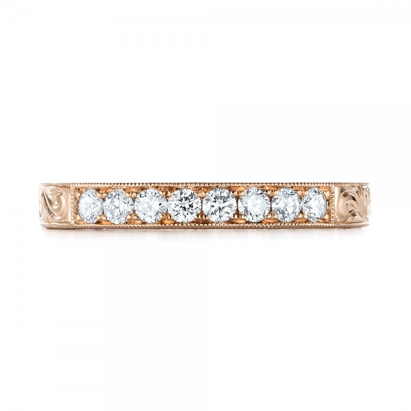 18k Rose Gold 18k Rose Gold Custom Diamond Wedding Band - Top View -  103530