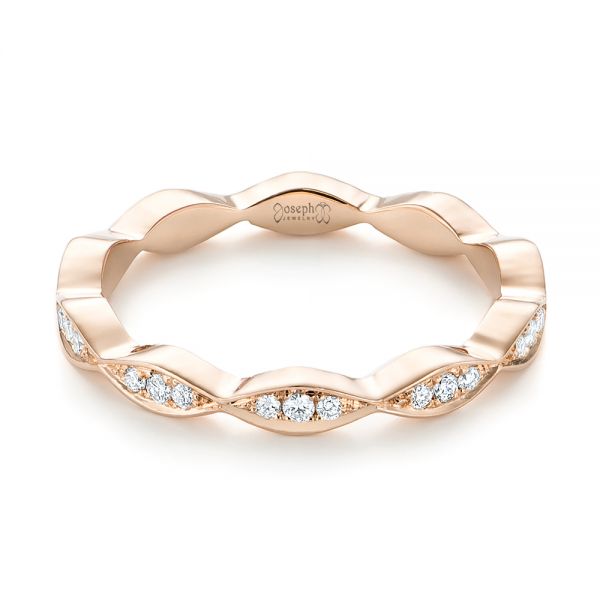 14k Rose Gold Custom Eternity Diamond Wedding Band - Flat View - 103459