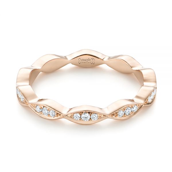 14k Rose Gold Custom Eternity Diamond Wedding Band - Flat View -  103459