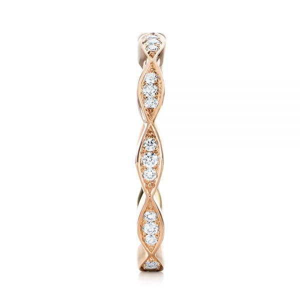 14k Rose Gold Custom Eternity Diamond Wedding Band - Side View - 103459