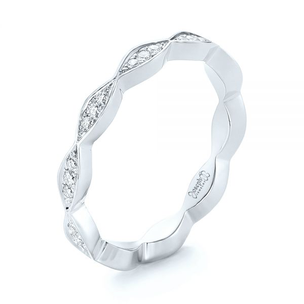 18k White Gold 18k White Gold Custom Eternity Diamond Wedding Band - Three-Quarter View -  103459