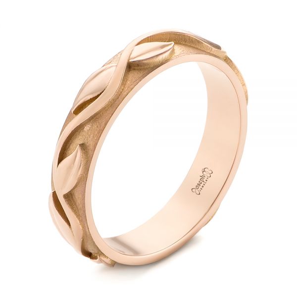 18k Rose Gold 18k Rose Gold Custom Floral Wedding Band - Three-Quarter View -  103481