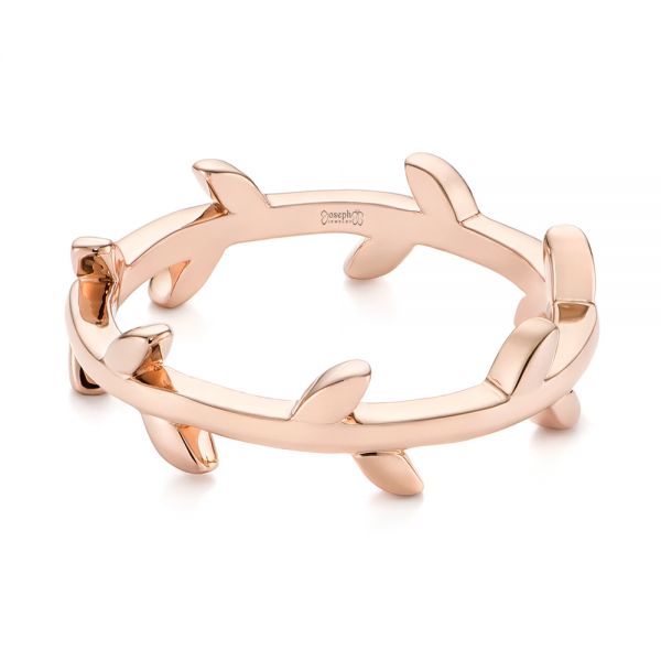 14k Rose Gold Custom Floral Wedding Band - Flat View - 104580