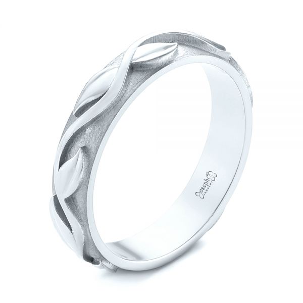  Platinum Platinum Custom Floral Wedding Band - Three-Quarter View -  103481