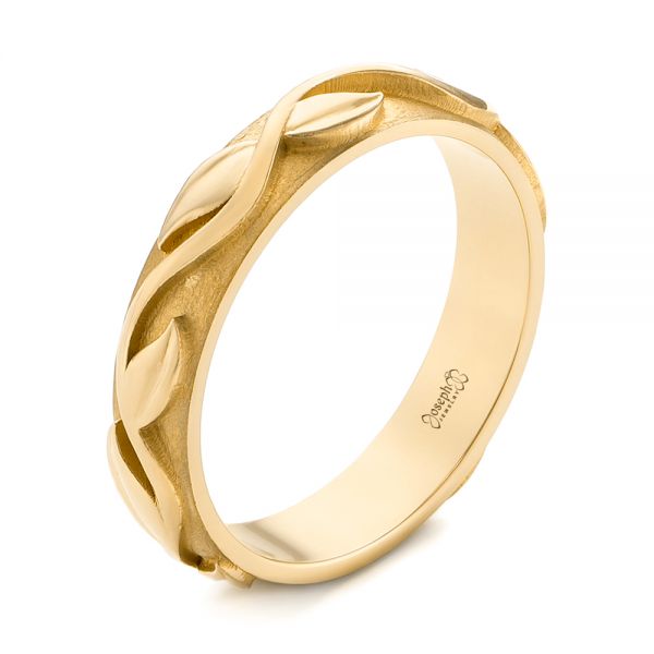 18k Yellow Gold 18k Yellow Gold Custom Floral Wedding Band - Three-Quarter View -  103481