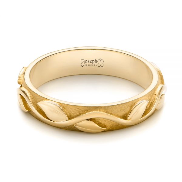 18k Yellow Gold 18k Yellow Gold Custom Floral Wedding Band - Flat View - 103481