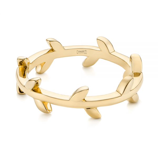14k Yellow Gold 14k Yellow Gold Custom Floral Wedding Band - Flat View - 104580