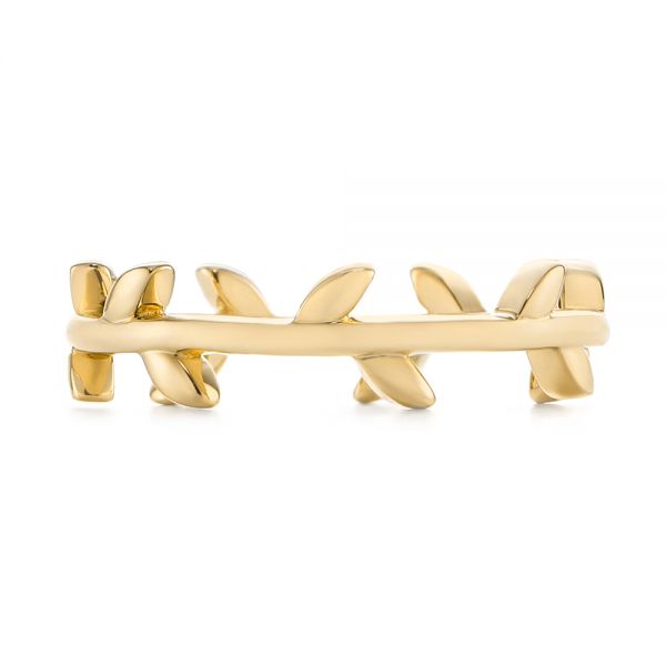 14k Yellow Gold 14k Yellow Gold Custom Floral Wedding Band - Top View - 104580