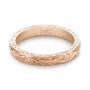 14k Rose Gold Custom Hand Engraved Wedding Band - Flat View -  103284 - Thumbnail