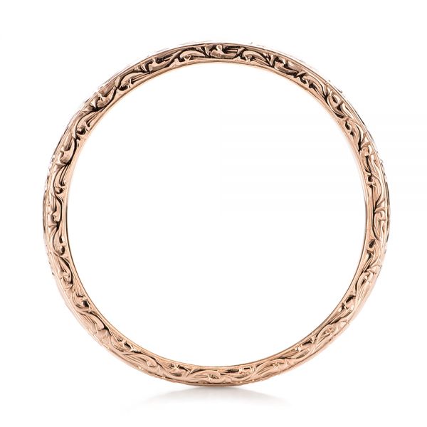 14k Rose Gold Custom Hand Engraved Wedding Band - Front View - 101619