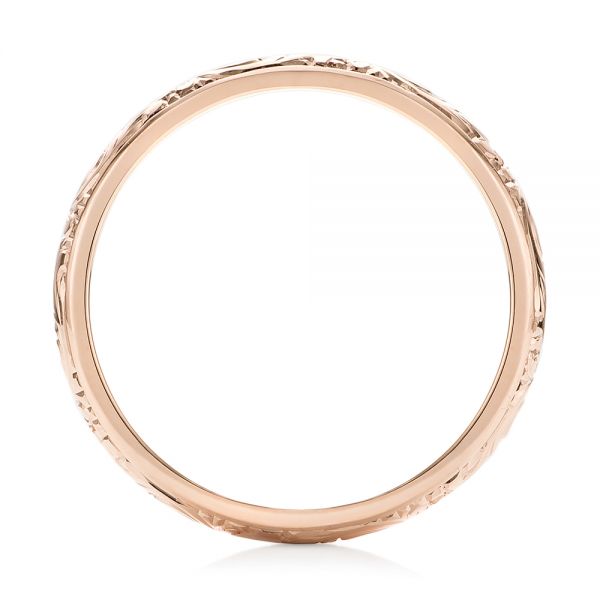 14k Rose Gold Custom Hand Engraved Wedding Band - Front View -  103147