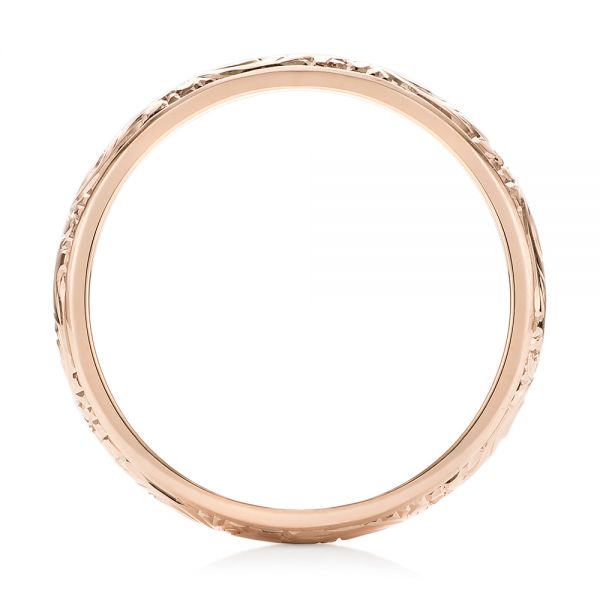 18k Rose Gold 18k Rose Gold Custom Hand Engraved Wedding Band - Front View -  103147