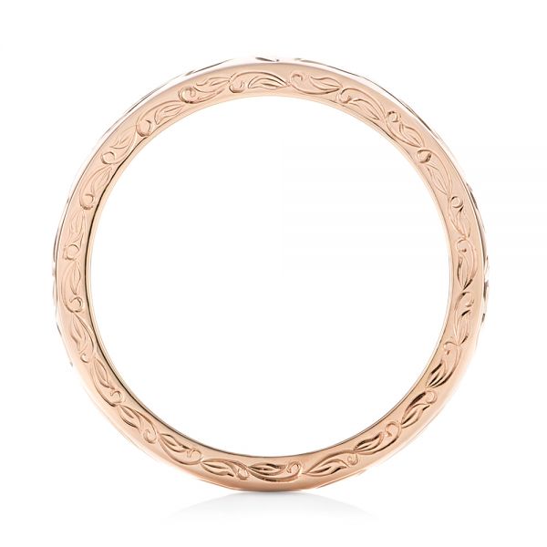 14k Rose Gold Custom Hand Engraved Wedding Band - Top View -  103284