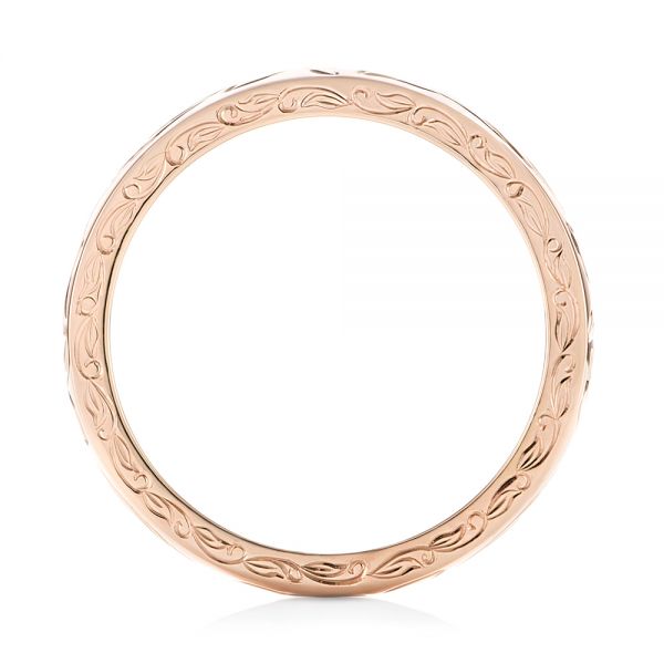 18k Rose Gold 18k Rose Gold Custom Hand Engraved Wedding Band - Front View -  103284