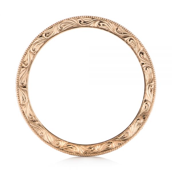 14k Rose Gold Custom Hand Engraved Wedding Band - Front View - 103286