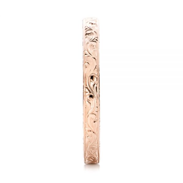 14k Rose Gold Custom Hand Engraved Wedding Band - Side View - 101619