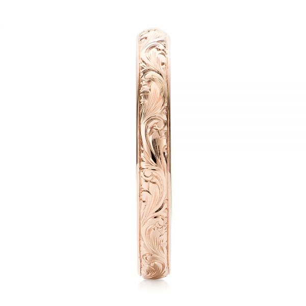 18k Rose Gold 18k Rose Gold Custom Hand Engraved Wedding Band - Side View - 103147