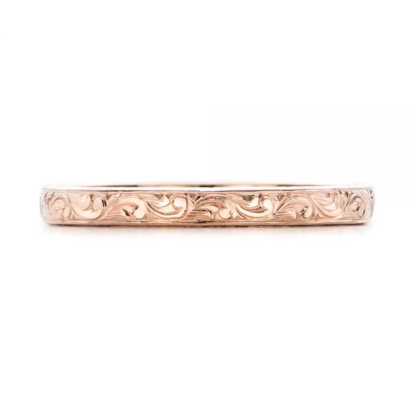 18k Rose Gold 18k Rose Gold Custom Hand Engraved Wedding Band - Top View -  101619