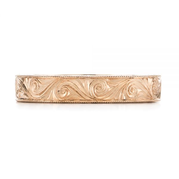 14k Rose Gold Custom Hand Engraved Wedding Band - Top View -  103286