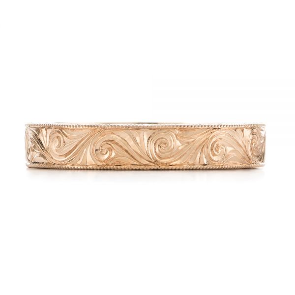 14k Rose Gold Custom Hand Engraved Wedding Band - Top View - 103286