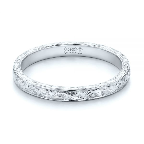  Platinum Platinum Custom Hand Engraved Wedding Band - Flat View -  101619