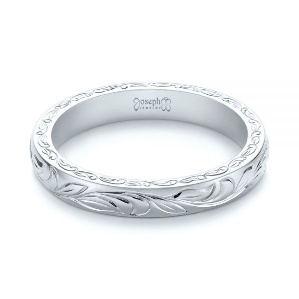  Platinum Platinum Custom Hand Engraved Wedding Band - Flat View -  103284