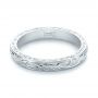 18k White Gold 18k White Gold Custom Hand Engraved Wedding Band - Flat View -  103284 - Thumbnail