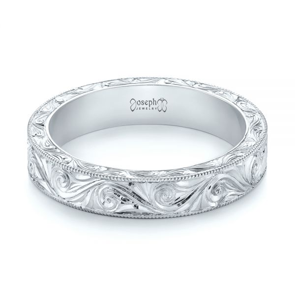  Platinum Platinum Custom Hand Engraved Wedding Band - Flat View -  103286