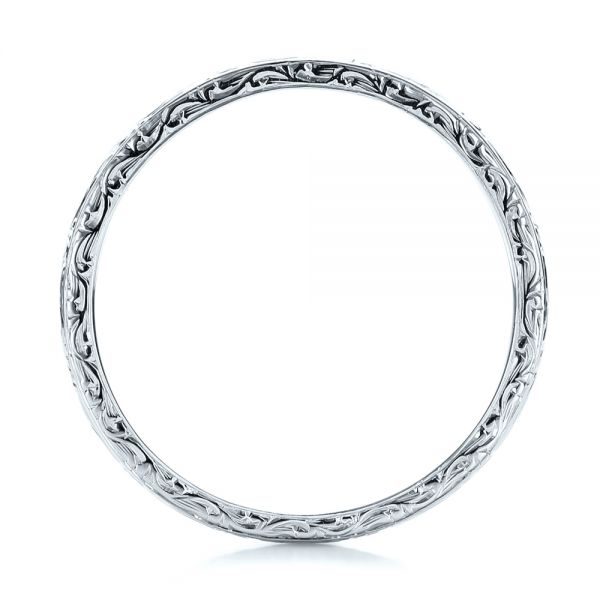 Platinum Platinum Custom Hand Engraved Wedding Band - Front View - 101619