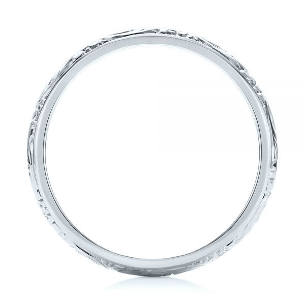14k White Gold 14k White Gold Custom Hand Engraved Wedding Band - Front View - 103147