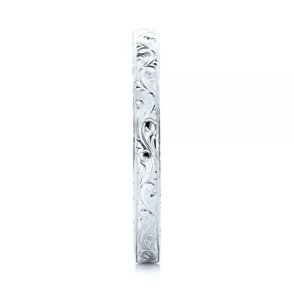  Platinum Platinum Custom Hand Engraved Wedding Band - Side View -  101619