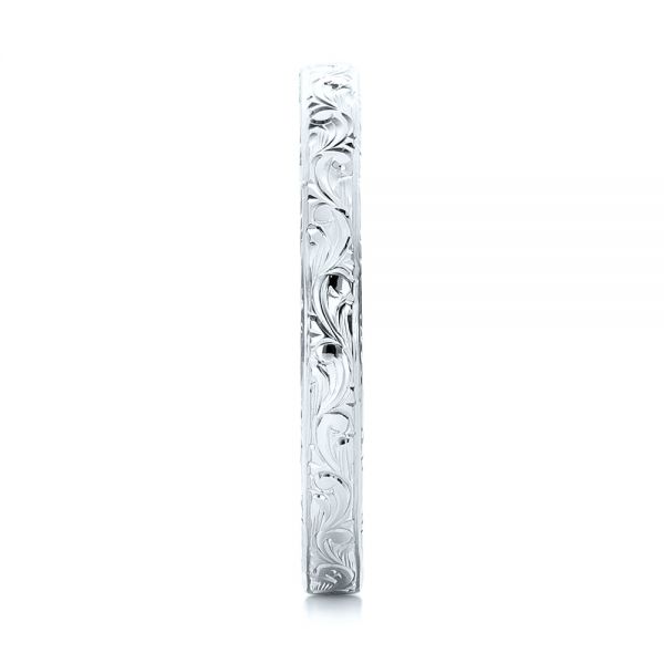 Platinum Platinum Custom Hand Engraved Wedding Band - Side View - 101619