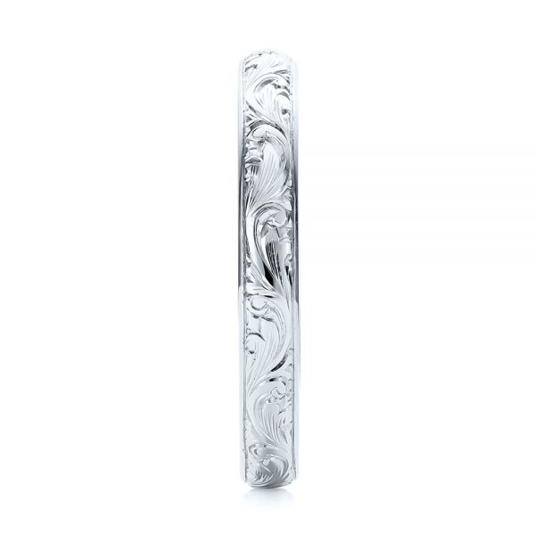  Platinum Platinum Custom Hand Engraved Wedding Band - Side View -  103147