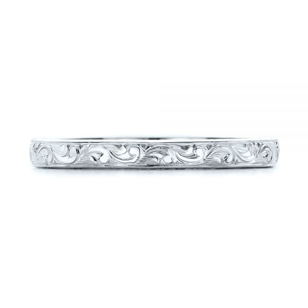  Platinum Platinum Custom Hand Engraved Wedding Band - Top View -  101619