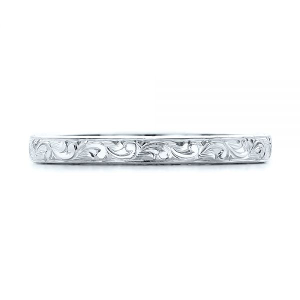 Platinum Platinum Custom Hand Engraved Wedding Band - Top View - 101619