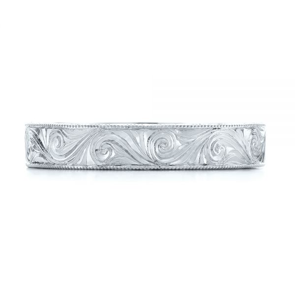  Platinum Platinum Custom Hand Engraved Wedding Band - Top View -  103286
