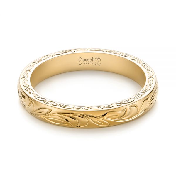 14k Yellow Gold 14k Yellow Gold Custom Hand Engraved Wedding Band - Flat View - 103284
