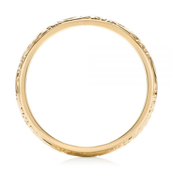 18k Yellow Gold 18k Yellow Gold Custom Hand Engraved Wedding Band - Front View - 103147