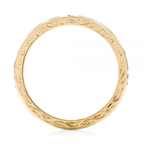 14k Yellow Gold 14k Yellow Gold Custom Hand Engraved Wedding Band - Top View - 103284