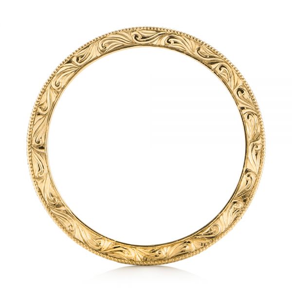 18k Yellow Gold 18k Yellow Gold Custom Hand Engraved Wedding Band - Front View - 103286