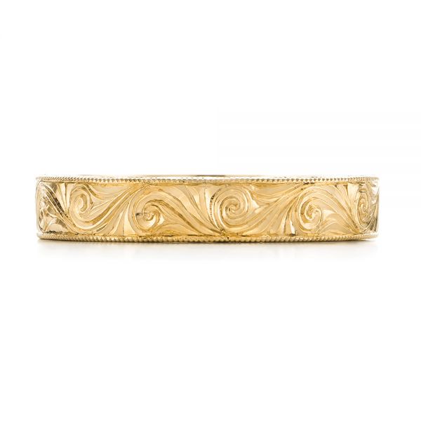 18k Yellow Gold 18k Yellow Gold Custom Hand Engraved Wedding Band - Top View - 103286