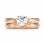14k Rose Gold Custom Hand Engraved Wedding Band - Top View -  103284 - Thumbnail