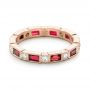 14k Rose Gold Custom Ruby And Diamond Eternity Wedding Band - Flat View -  103226 - Thumbnail