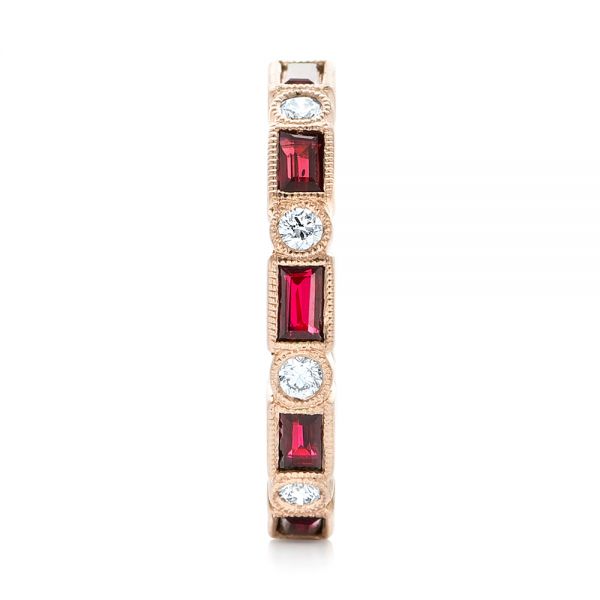 14k Rose Gold Custom Ruby And Diamond Eternity Wedding Band - Side View - 103226