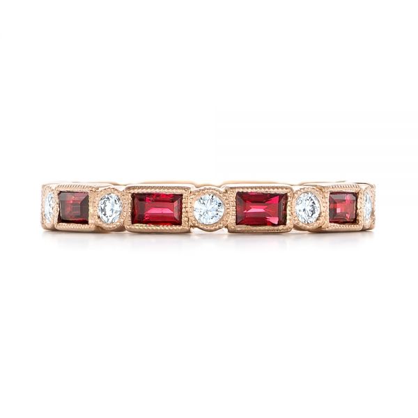 18k Rose Gold 18k Rose Gold Custom Ruby And Diamond Eternity Wedding Band - Top View -  103226